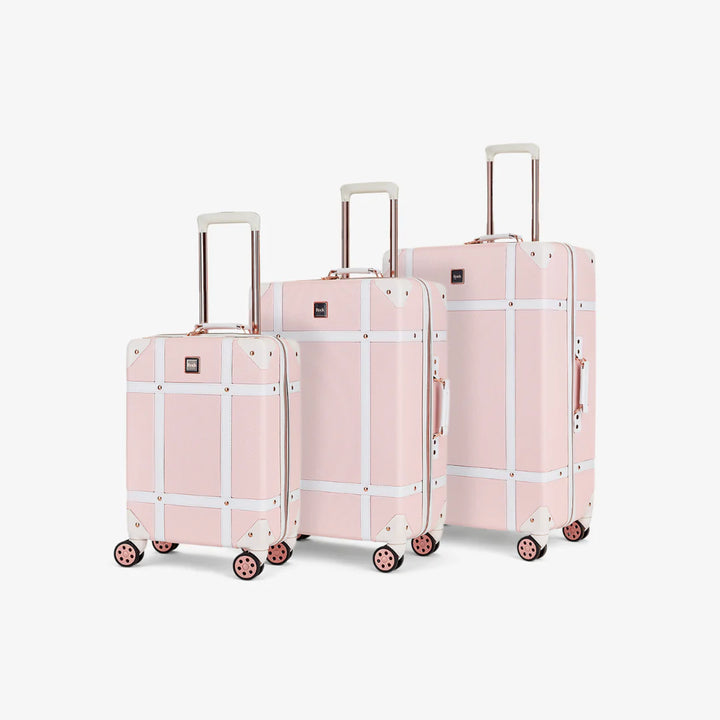 Vintage Hardshell 3pc Suitcase Set - Baby Pink