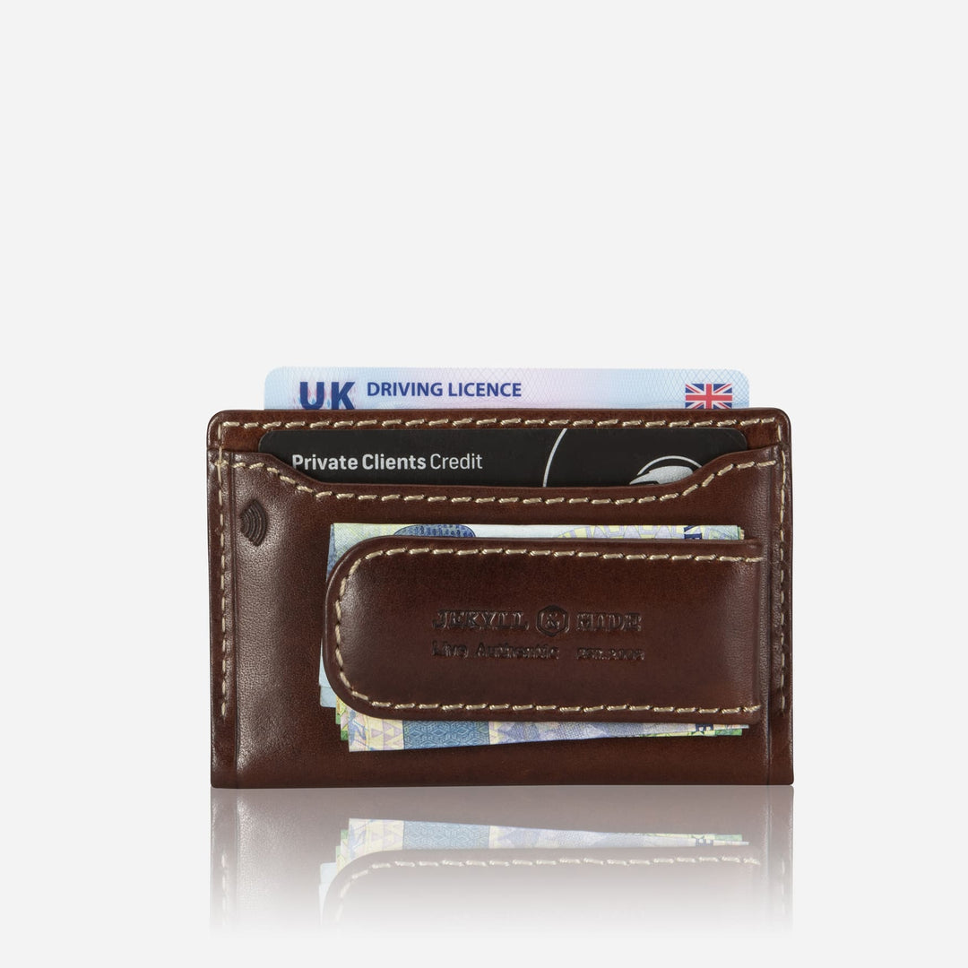 Card and Money Clip Holder Mens Mocha