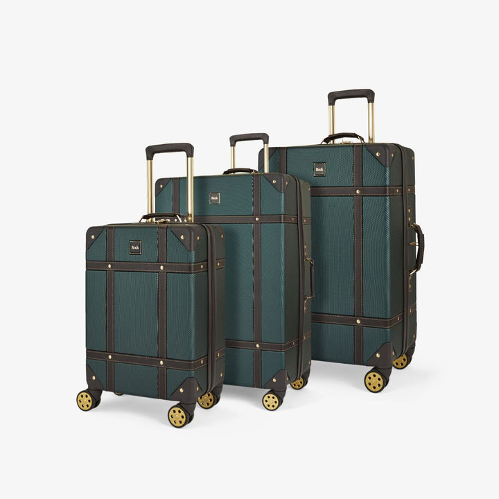 Vintage Hardshell 3pc Suitcase Set - Emerald Green