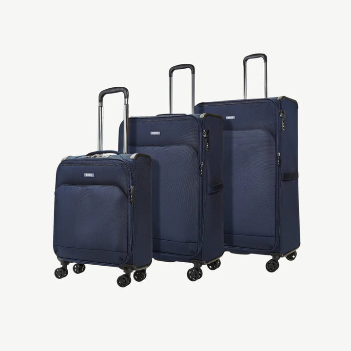 Georgia Expandable Soft 3pc Suitcase Set - Navy