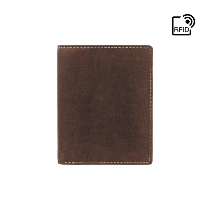 Arrow - Slim Card Wallet With Zip - Oil Brown