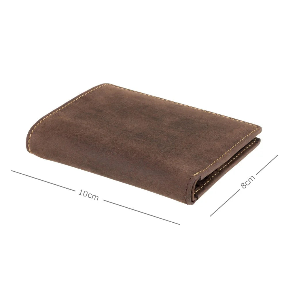 Arrow - Slim Card Wallet With Zip - Oil Brown