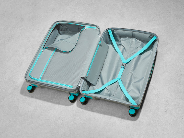 Tulum Expandable Hardshell Cabin Suitcase 55cm - Grey / Aqua