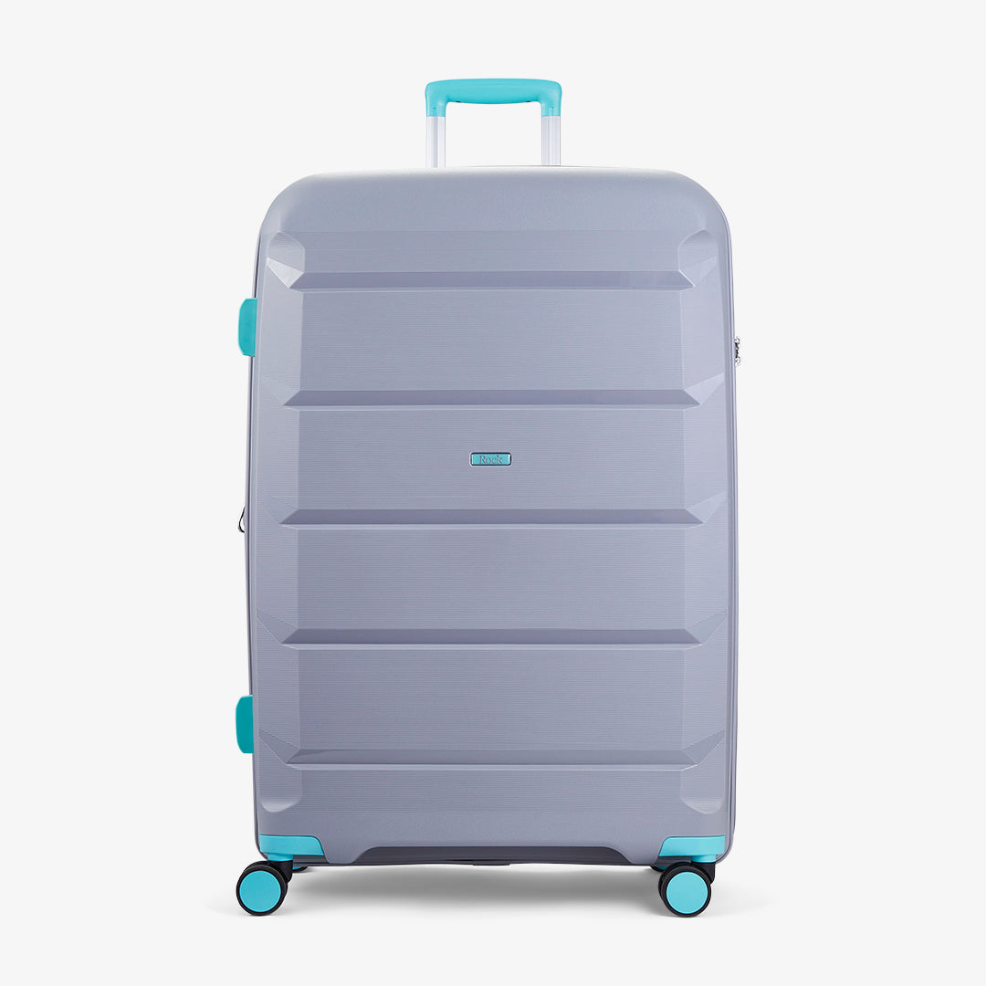 Tulum Expandable Hardshell Large Suitcase 78cm - Grey / Aqua