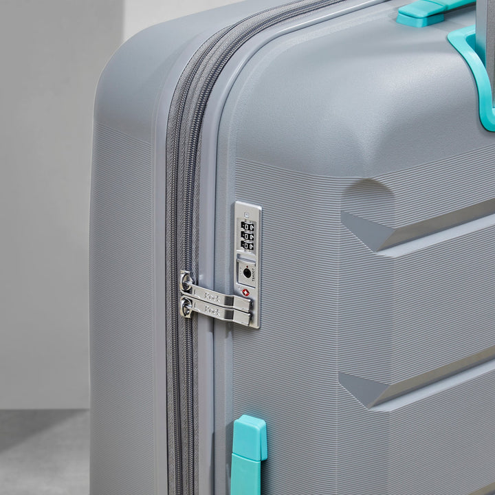 Tulum Expandable Hardshell Cabin Suitcase 55cm - Grey / Aqua