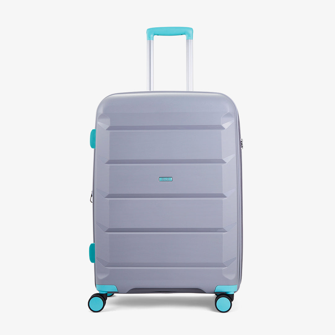 Tulum Expandable Hardshell Medium Suitcase 66cm - Grey / Aqua