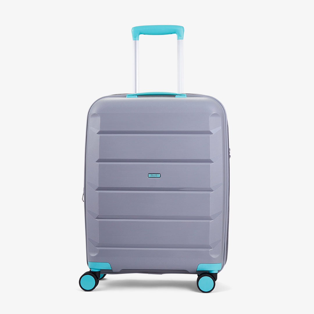 Tulum Expandable Hardshell Cabin Suitcase 55cm - Grey / Aqua