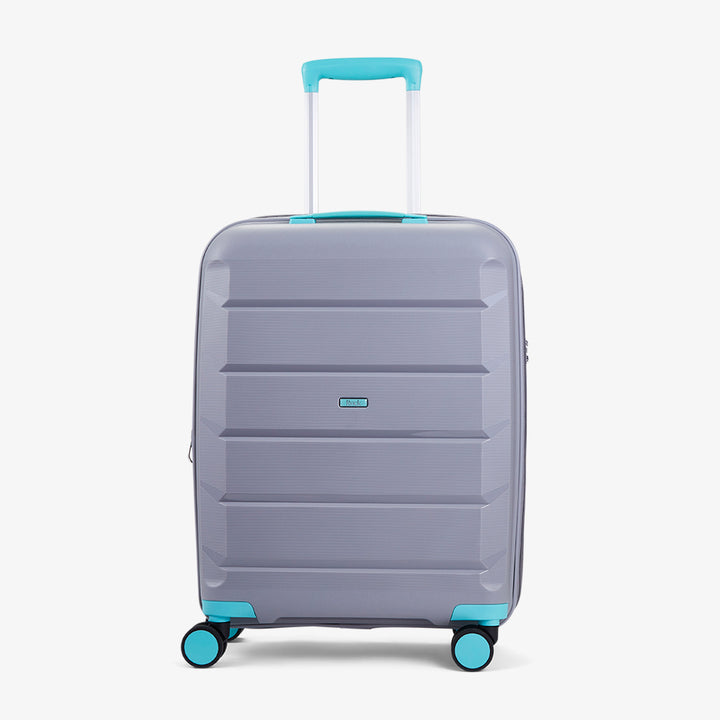 Tulum Expandable Hardshell Cabin Suitcase 55cm - Grey / Aqua