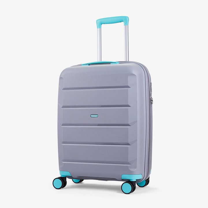 Tulum Expandable Hardshell Cabin Suitcase 55cm - Grey / Aqua