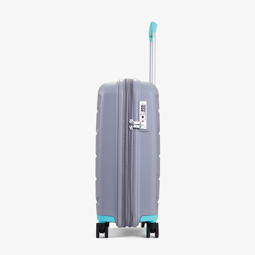 Tulum Expandable Hardshell Cabin Suitcase 55cm - Grey / Aqua