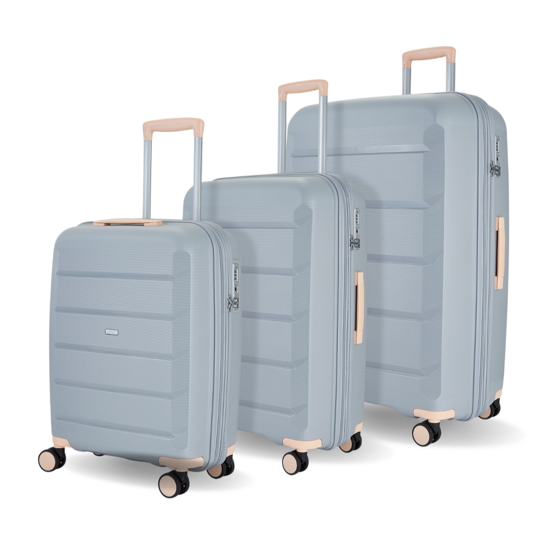 Tulum Expandable Hardshell 3pc Set - Grey / Peach