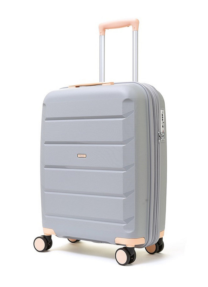 Tulum Expandable Hardshell Cabin Suitcase 55cm - Grey / Peach