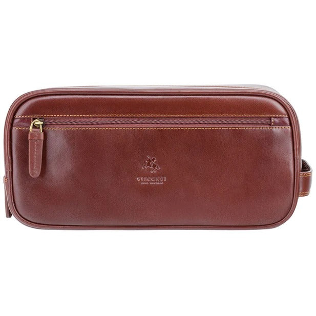 Visconti Naples Wash Bag/Dopp Bag - Brown