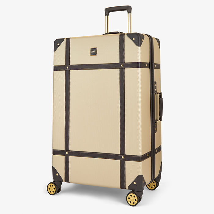 Rock Vintage Spinner Large Suitcase 78cm - Gold